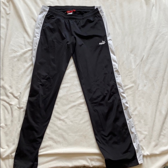 Puma Pants Black Track Pants With White Stripes Poshmark